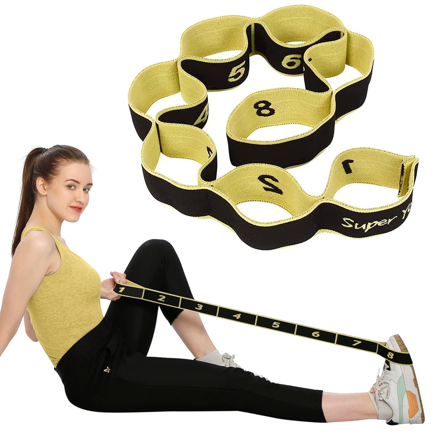 Strauss Multi 8 Loop Yoga Strap & Stretching Belt | Ideal for Yoga, Pilates, Therapy, Dance, Gymnastics, Ballet & Flexibility | Nylon & Cotton Skin Friendly Material Strauss Multi 8 Loop Yoga Strap & Stretching Belt | Ideal for Yoga, Pilates, Therapy, Dance, Gymnastics, Ballet & Flexibility | Nylon & Cotton Skin Friendly Material