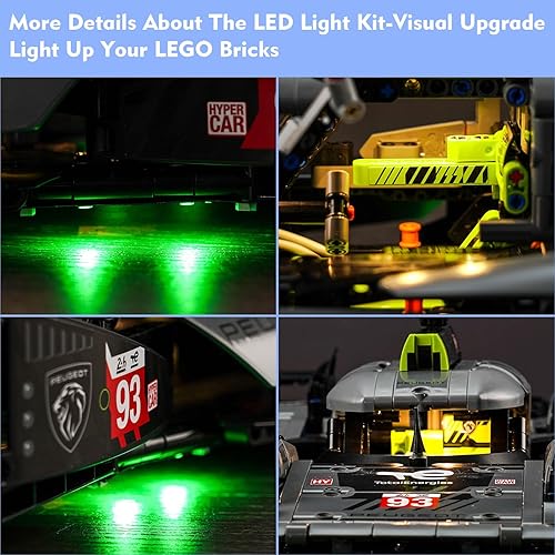 Miniatura 3 de Kit de luces LED compatible con Lego Peugeot 9X8 24H Le Mans Hybrid Hypercar 42156, accesorios de iluminación de bricolaje compatibles con Lego