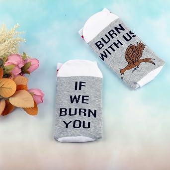G2TUP Hunger Movie Socks Katniss Fans Gift If We Burn You Burn With Us Socks Hunger Movie Merch
