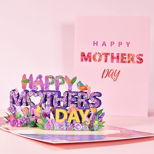 Tarjeta desplegable para el día de la madre, tarjeta de felicitación 3D hecha a mano con sobre, tarjetas de regalo creativas emergentes para mamá,