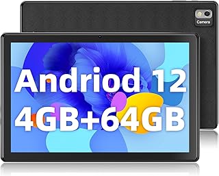 SGIN Android 12 Tablet, 10 Inches 4GB RAM 64GB ROM Tablet with Octa-Core 2.0GHz Processor, 1280 * 800 IPS, 2MP+5MP Camera, WiFi, Bluetooth 5.0, GPS, 6000mAh, 256GB Expansion (Black)