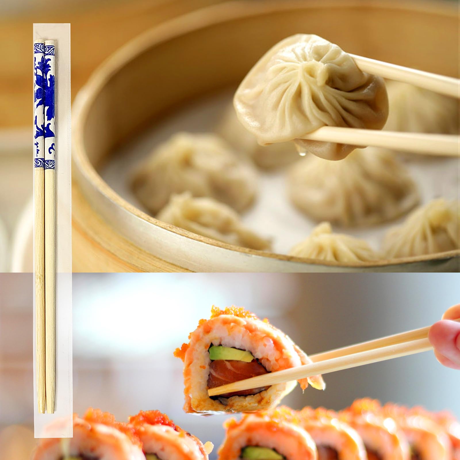 200 Pairs 9 Inch Disposable Chopsticks, Separated Sleeved Individually Wrapped Disposable Bamboo Chopsticks, Bamboo Wooden for Noodles, Sushi, Asian Food — Amazon image 4