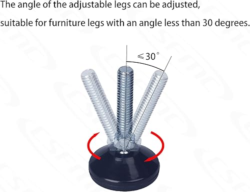 Miniatura 10 de Pies giratorios para muebles (0.984 in 14-20,8 unidades) parte inferior de PTFE (teflón), almohadillas de ajuste de vástago roscado,