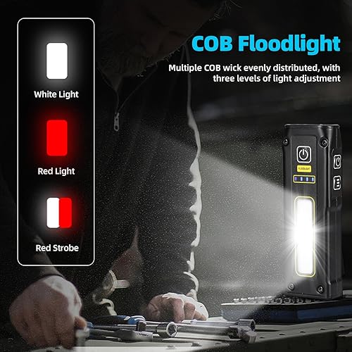 Miniatura 3 de DARKBEAM Linterna UV de 365 nm luz negra, linternas LED EDC de alto lúmenes, lámpara de madera recargable USB C, mini luz roja magnética brillante
