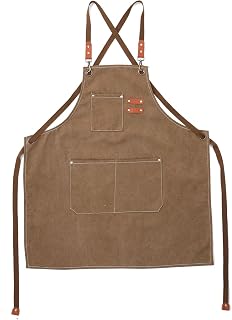 Yinuoday Chef Apron Cotton Canvas Cross Back Apron for Men Women with 3 Pockets Heavy Duty Work Apron for BBQ, Grill, Baking, Woodworking, Crafting, Painting