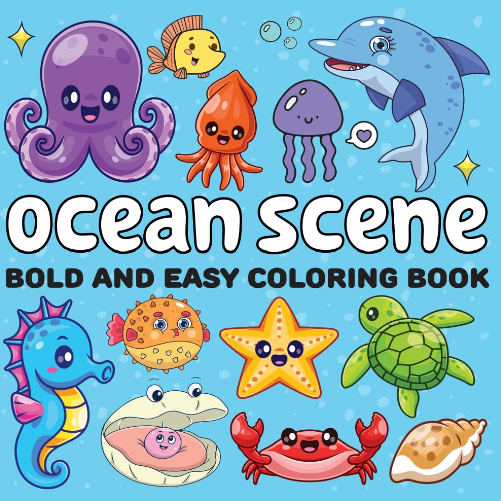 Ocean Scene: Simple and Cute Bold and Easy Design for Relaxing and Stress Relief (Bold and Easy Gift)