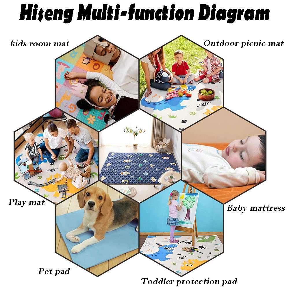Hiseng Alfombrilla de Juego para Bebés, Estera de Arrastre para Bebé, Alfombra de Poliéster Gateo Infantil Lavable Antideslizante, Plegable Crawl Mat Niños Playmat (150x195cm,Mono)