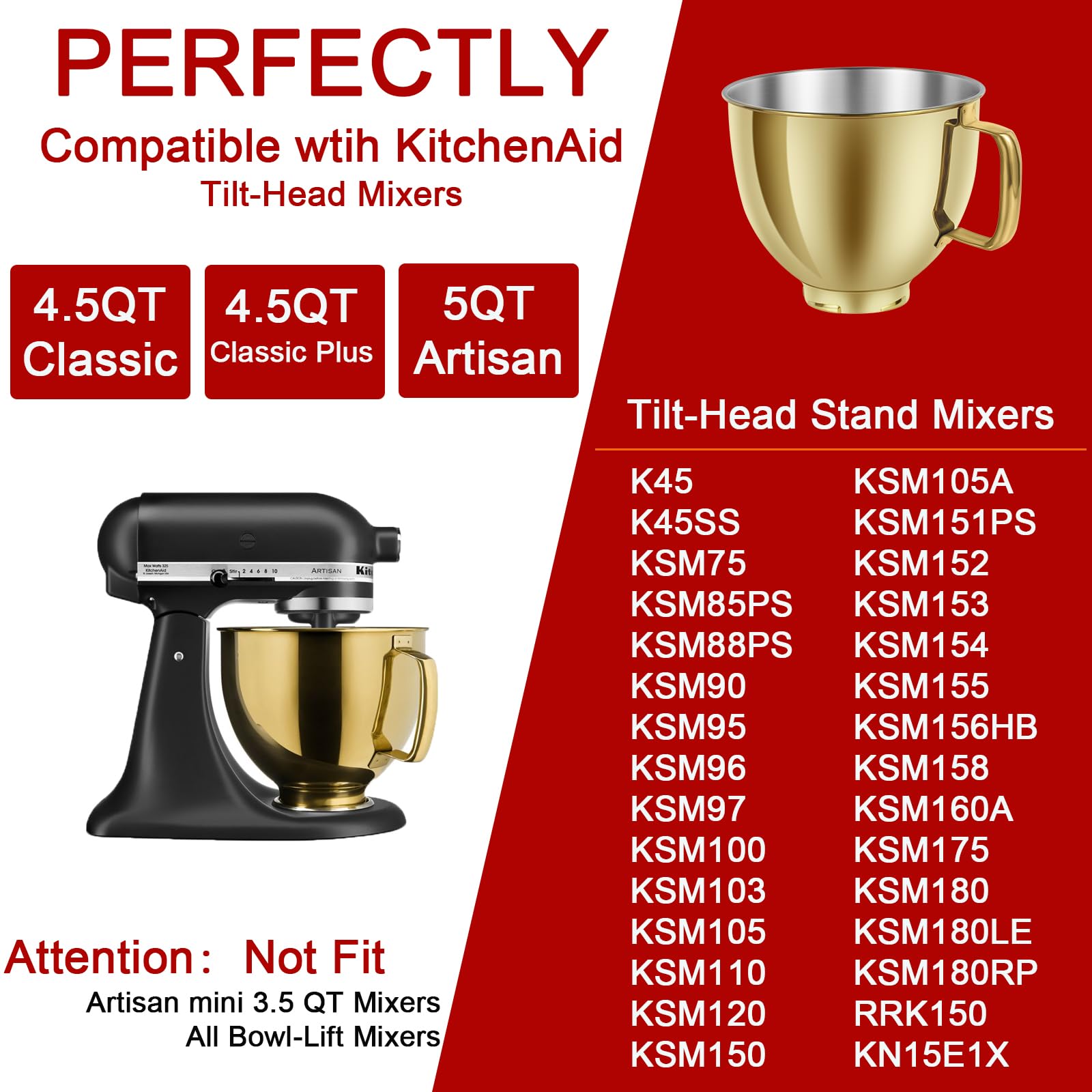 Amazon | 5クォートステンレススチールミキサーボウル KitchenAid