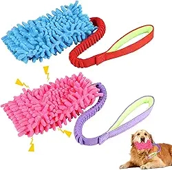 2 peças de brinquedo de puxar para cães, brinquedos de corda de guerra com som estridente, brinquedo de puxar para cães pequenos, médios e grandes, para exercícios e jogos interativos (rosa + azul)