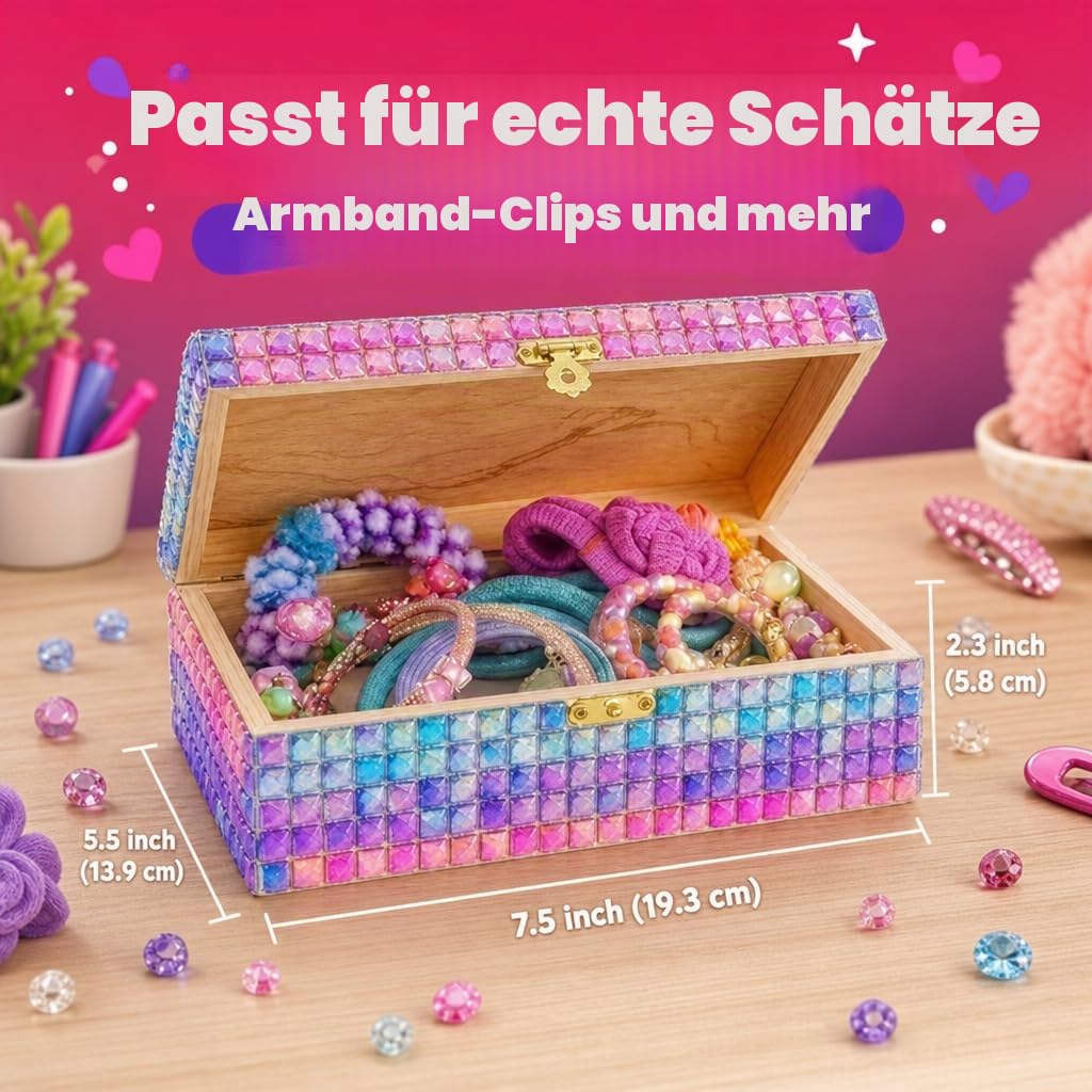 PURPLE LADYBUG Schmuckkästchen Mosaik Bastelset - Geschenk für Kinder ab 6 Jahre, Geschenk für Mädchen 7-14 Jahren, Bastelset für Teenager und Mädchen ab 10 Jahre - Kreatives DIY Geschenke