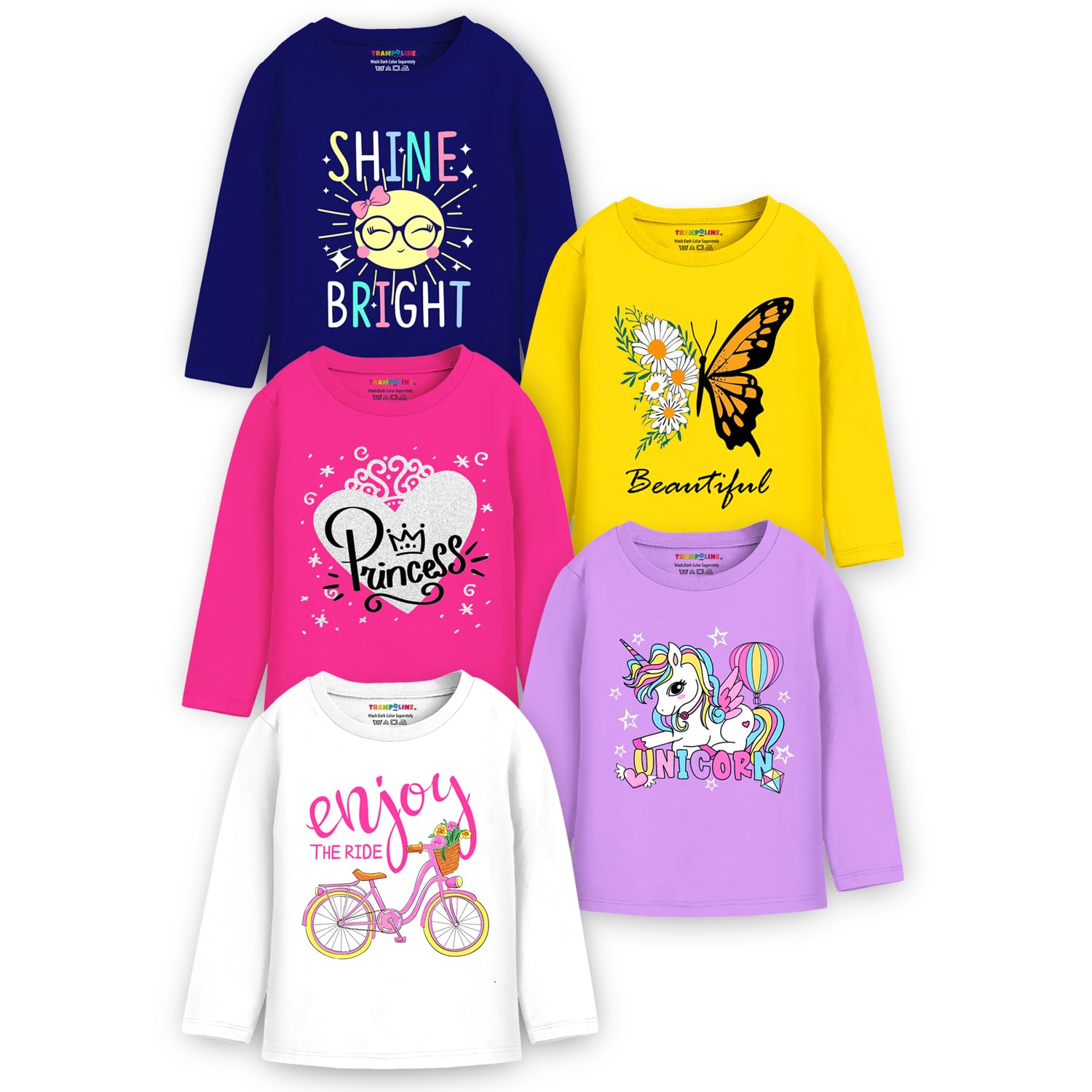 Trampoline Girls Full Sleeves Regular Fit T-Shirt Pack of 5