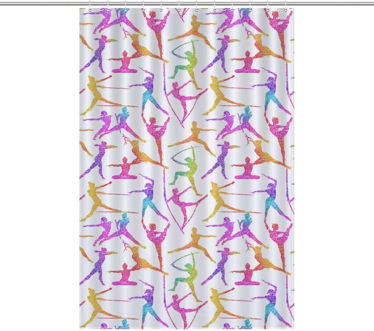 Silhouettes Colorful Rhythmic Gymnastics Shower Curtain 46.85x70.87Inch（119x180cm） Polyester Bath Curtain Shower Curtains Printed Decorative