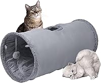 TiLanmiy Durable Suede Cat Tunnel with Play Ball - Collapsible Indoor Toy for Cats, Kittens, Puppies, Rabbits (Small)
