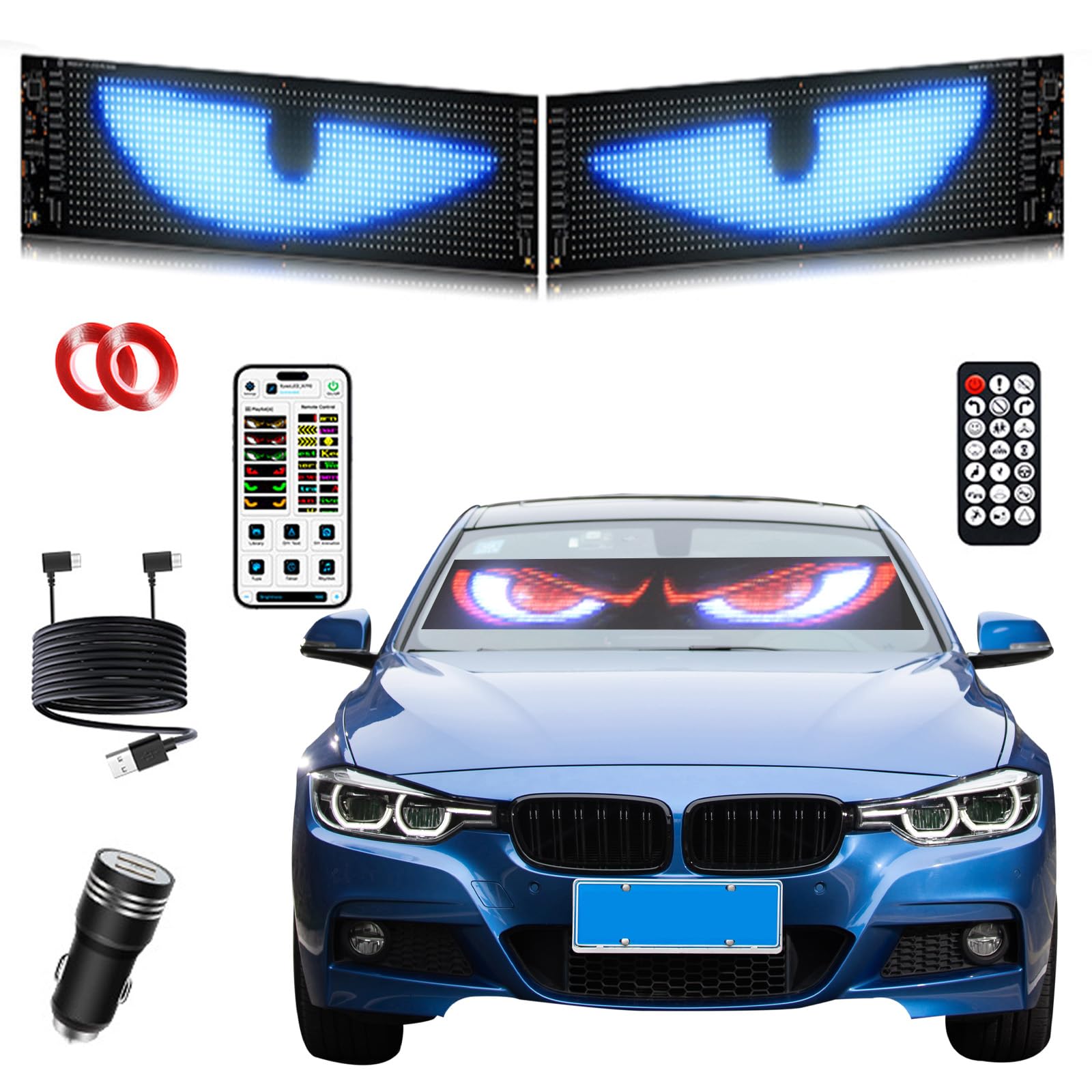 Luces LED para coche de 70x173 mm con pantalla programable para texto y graffiti 8