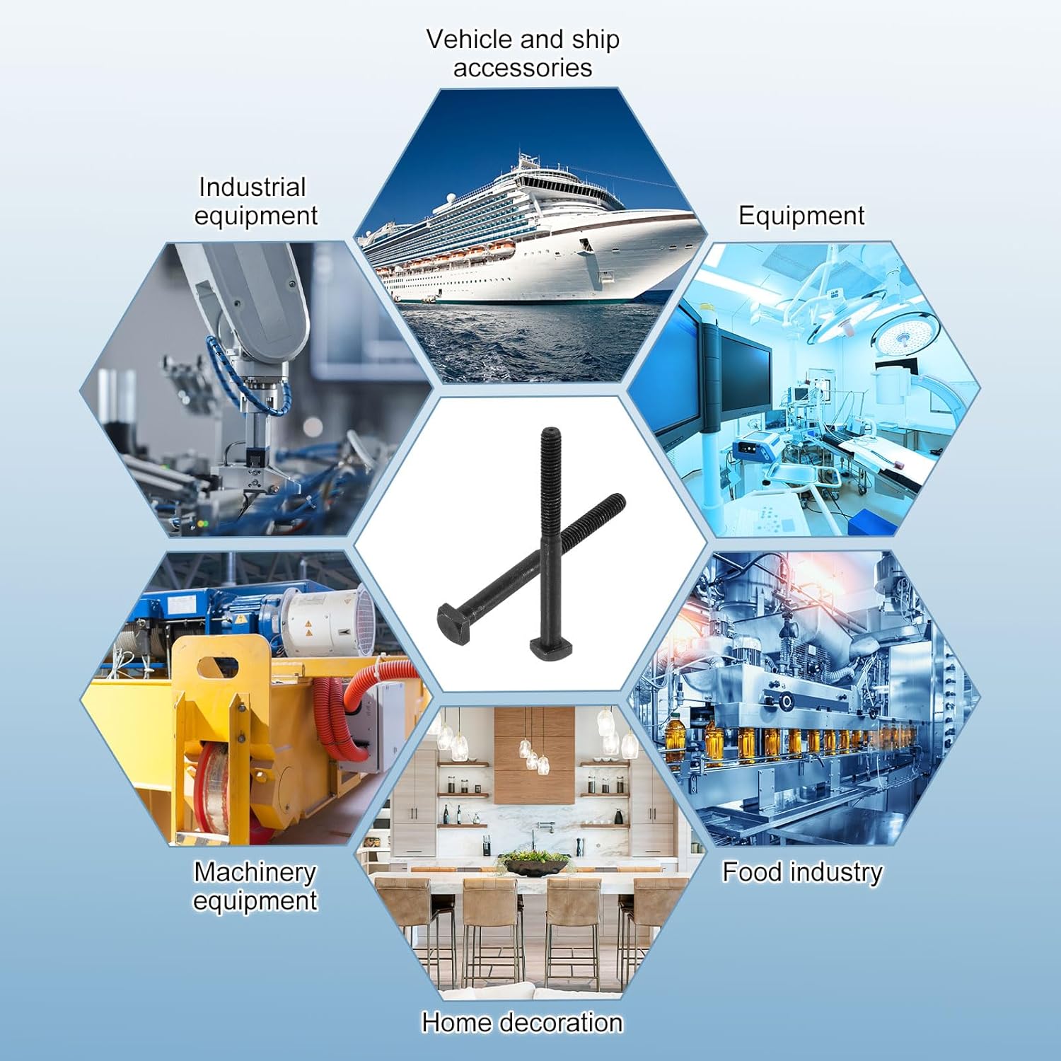 2Pcs Square Head Bolts, 3/8-16x4" Square Machine Screws Oxidized Black Carbon Steel, T-Bolt for Machinery Railroad Electrical Connections