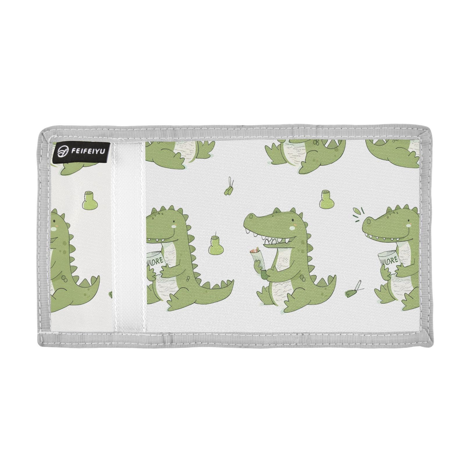 zyrtty Kids Wallets for Boys Girls Ages 4-18 Trifold, Cartoon Crocodile White Green Wallet with Zippered Coin Pocket and Card Holders, Novelty Wallet for Childrens Birthday Gifts