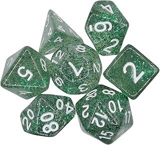 Fancyes 7 Dados Poliédricos D20, D12, D10 (00-90 -9), D8, D6 E D4. Dados para Jogos de RPG com Dados Multifacetados para Jogos de Tabuleiro Brinqued, VERDE