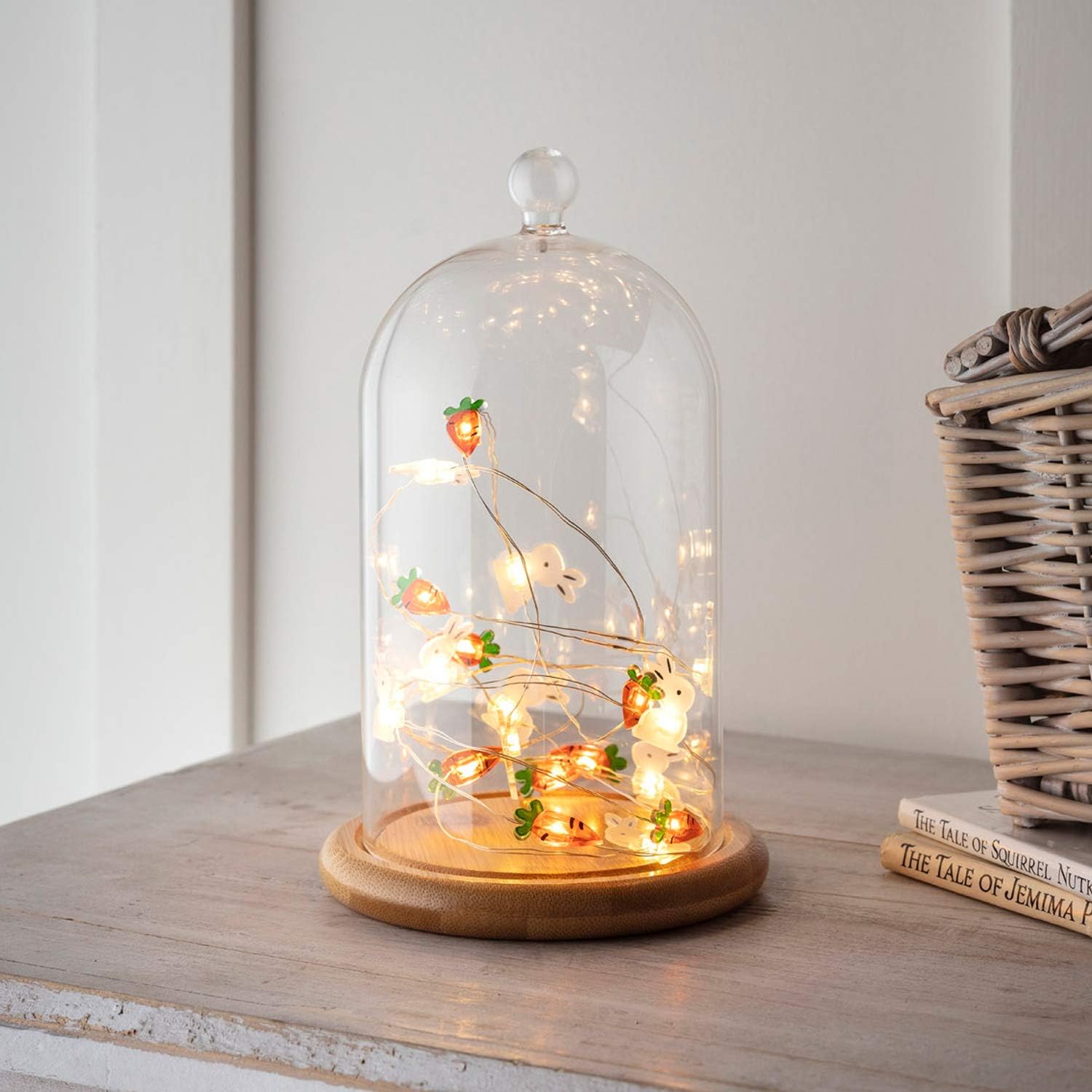Lights4fun, Inc. Easter Bunny Rabbit & Carrot Battery Operated Micro LED Indoor Silver Wire String Lights