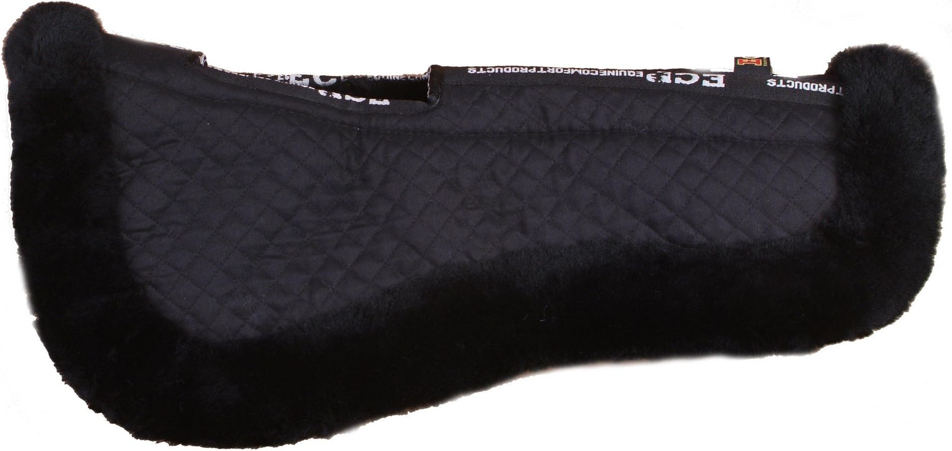 ECP Equine Comfort Products 100% Australian Merino Sheepskin Half Saddle Pad with Wither Relief, Quilted Cotton Top, Shock Absorbing, Water Absorbing, Breathable, Large