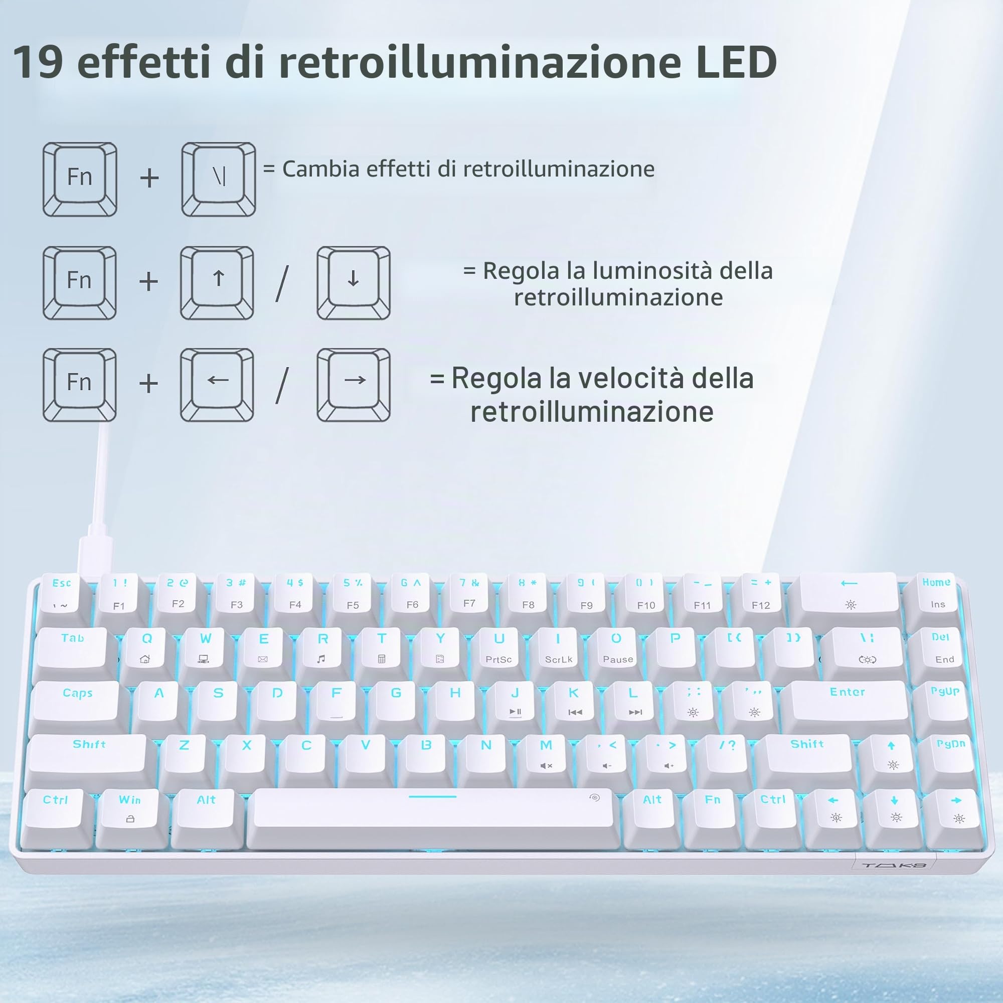 TMKB 68SE 65% Tastiera Meccanica Bianco Blu Interruttore