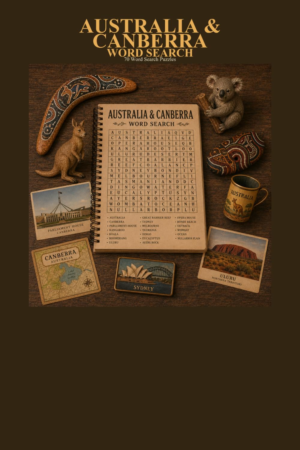Australia and Canberra Word Search 70 Word Search Puzzles