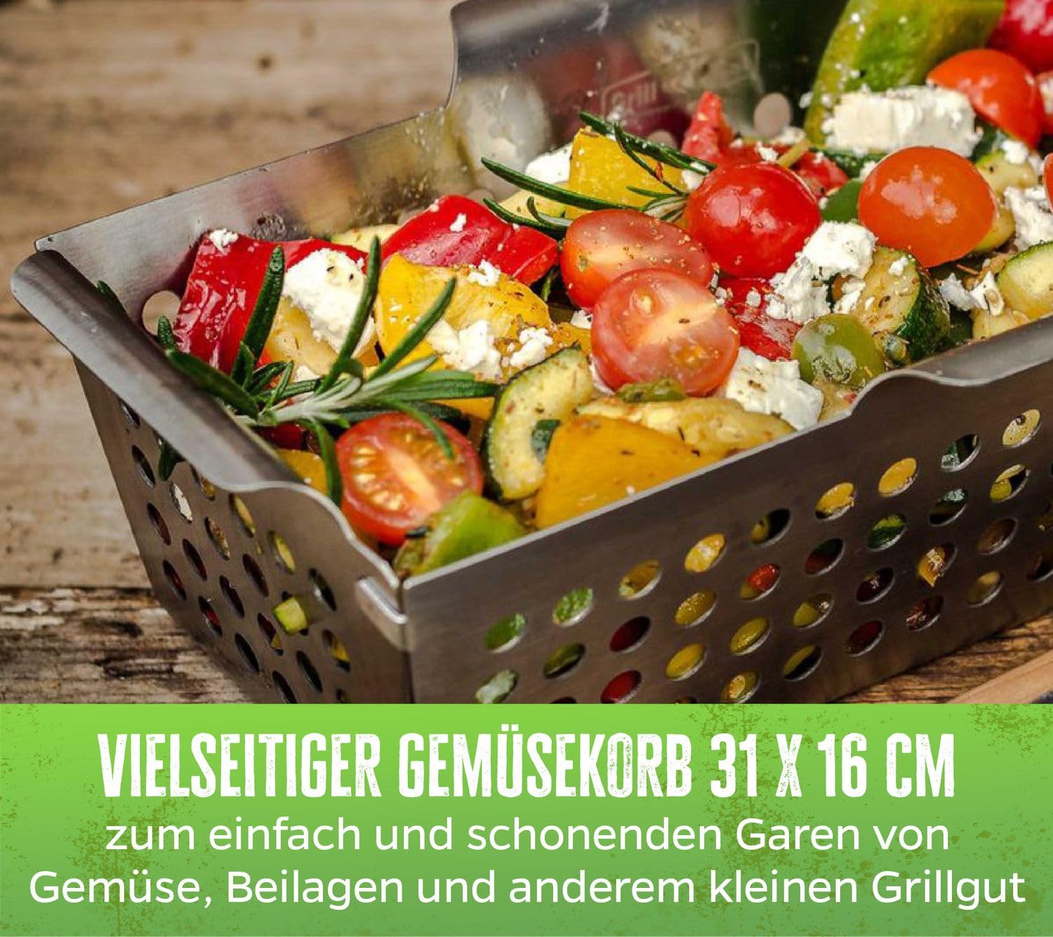 Grill Fürst verdure cesto Acciaio Inox Rettangolare 31 x 16 cm