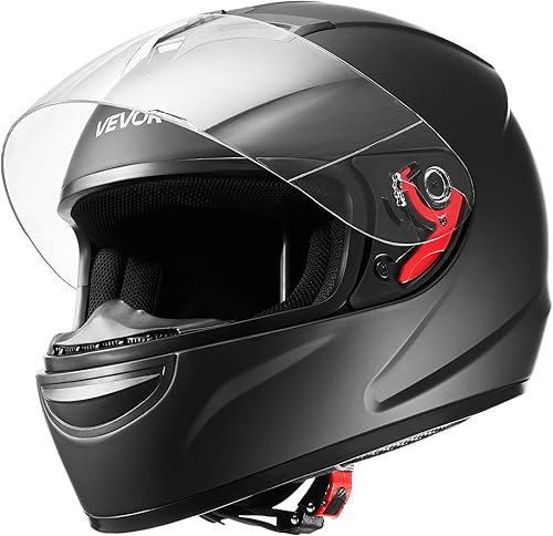 Miniatura 11 de VEVOR Casco de motocicleta de cara completa aprobado por DOT, doble visera y lente intercambiable, casco Smart Street ABS cómodo casco de motocross,