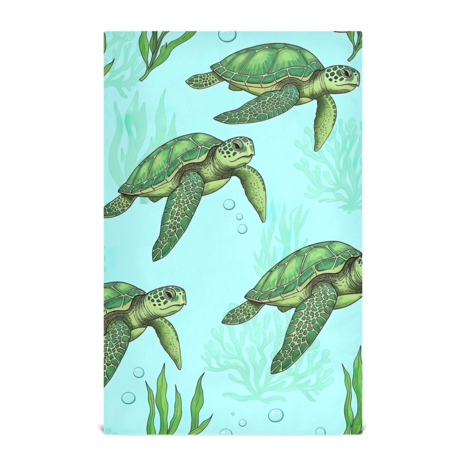 Torchons de cuisine tortue de mer verte grand format 71x45,7 cm essuie-tout vaisselle