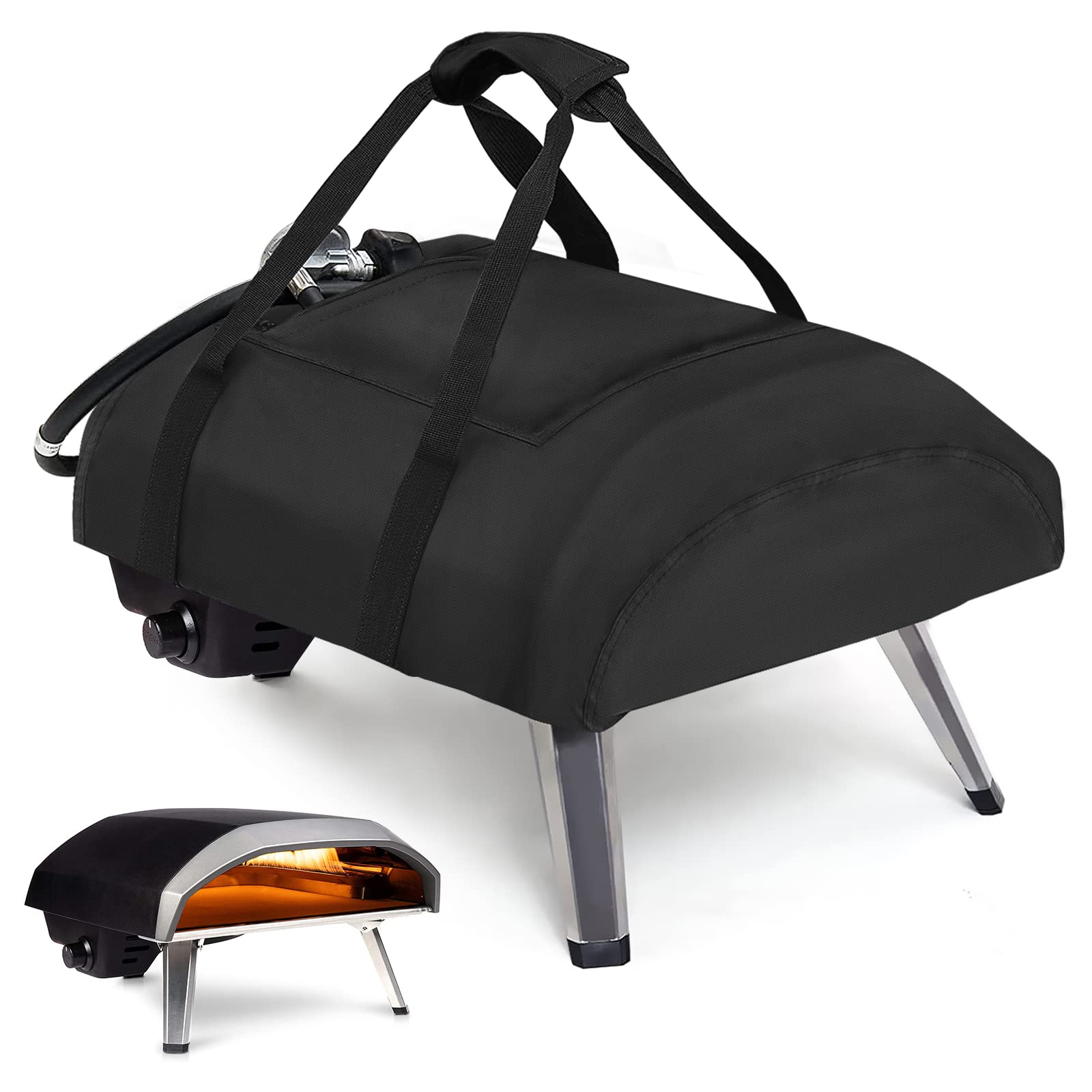 Housse de four à pizza pour Ooni Koda 16, étanche 600D, sac de transport en tissu Oxford, fours à pizza avec nouvelle poche supérieure zippée, accessoires pour four à pizza - Noir