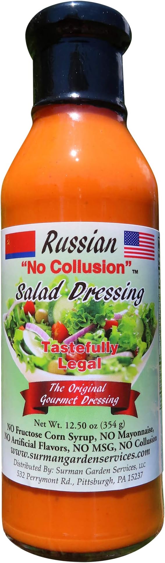 Surman Garden Gourmet “No Collusion” Russian Salad Dressing and Topping – Also Use for Reubens and as a Sandwich Spread, Dip, and Marinade - 12.5 ounce bottle