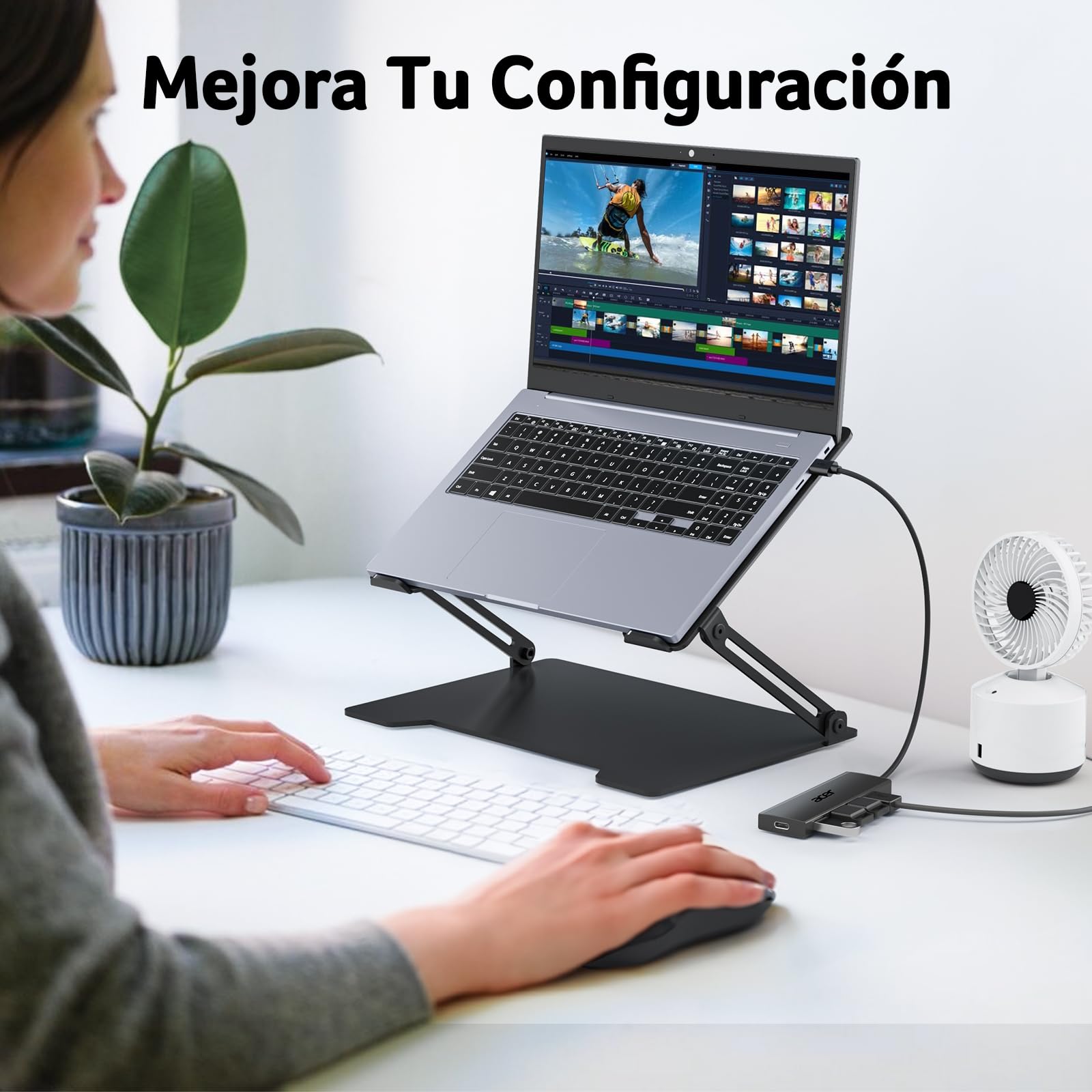 acer Hub USB 3.0, Adaptador USB Ultra Delgado de 4 Puertos, Divisor USB multipuerto con alimentación USB-A 5V3A, Compatible con Laptop Acer y PC, 60 cm