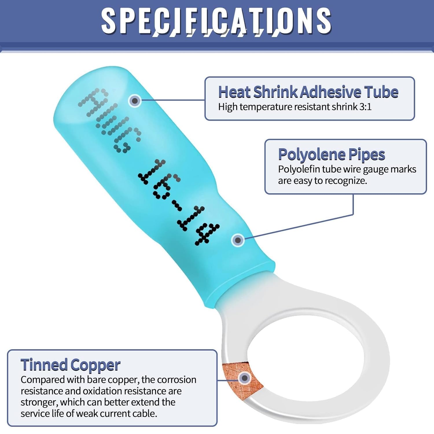 1080PCS Heat Shrink Wire Connectors, Sopoby Marine Grade Electrical Connectors Kit of Tinned Red Copper, Waterproof Crimp Insulated Ring Fork Spade Butt Splice AWG 22-10