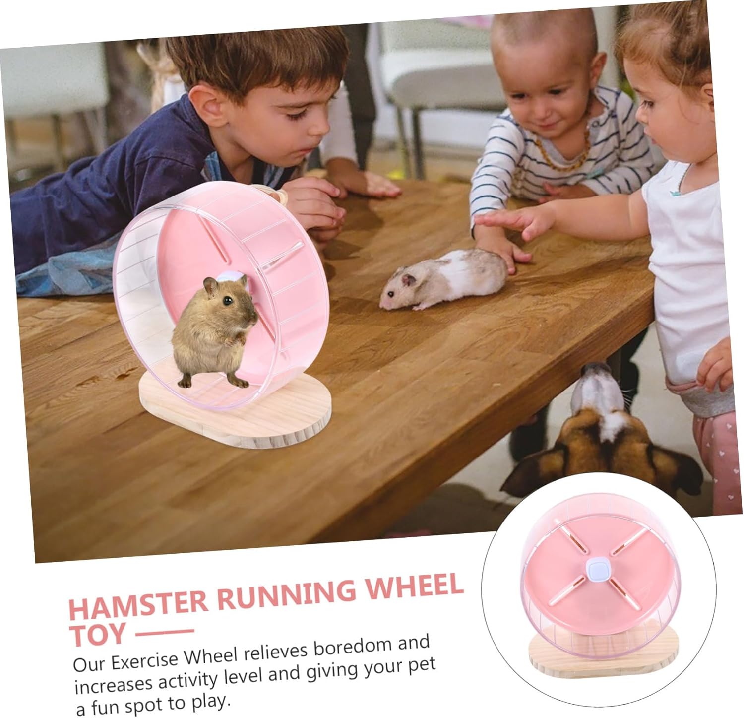 Silent Chinchilla Wheel with Stable Base Compact Exercise Wheel for Hamsters Hedgehogs Pets Fun Interactive Toy for Pet Cages Pink Design