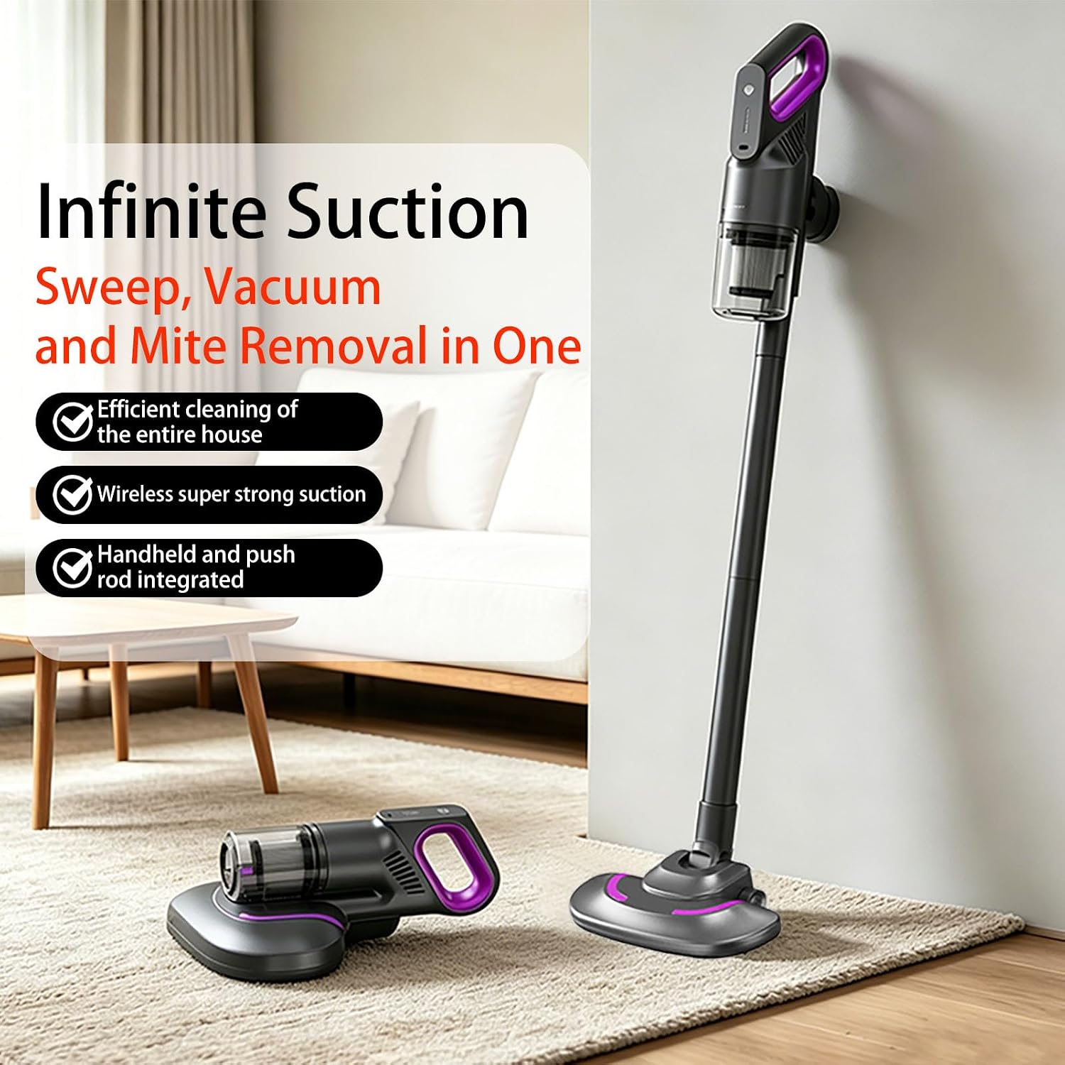 Cordless Handheld Car Vacuum - 10000Pa High Power Suction | Portable Rechargeable Wet/Dry Vacuum Cleaner for Car Interior, Home & Office | Pet Hair, Dirt & Liquid Cleaning
