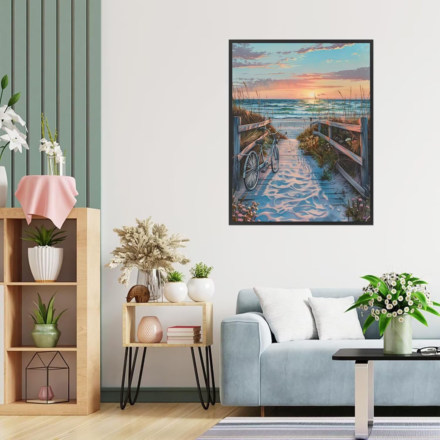 Dipingere con i Numeri Adulti mare, Bicicletta Dipingere con i Numeri Bambini DIY Kit, Set Premium con Pennelli, Decorazione Casa & Creativo Regalo, Attività di Tempo libero 90x120cm z-113