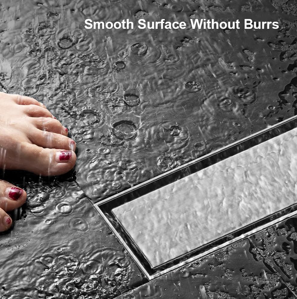 Desagüe de ducha lineal de acero inoxidable 304 con panel de drenaje para baño y balcón (salida lateral de 100 cm)
