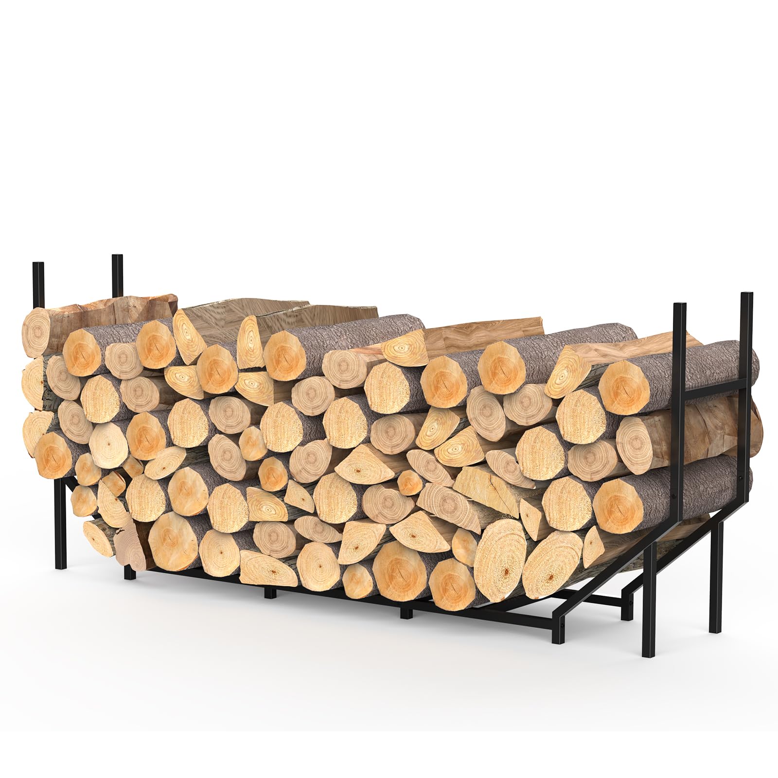 LIANTRAL Étagère à bûches de cheminée en métal pour l'extérieur - 180 x 32 x 77,5 cm - Noir