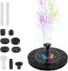 2024 Upgraded Solar Fountain Pump, 2.5W Solar Powered Water Feature with 8 Nozzles, DIY Solar Water Fountain Kit with LED Light,Floating Solar Water Pond Pump for Fish Tank Bird Bath Round A