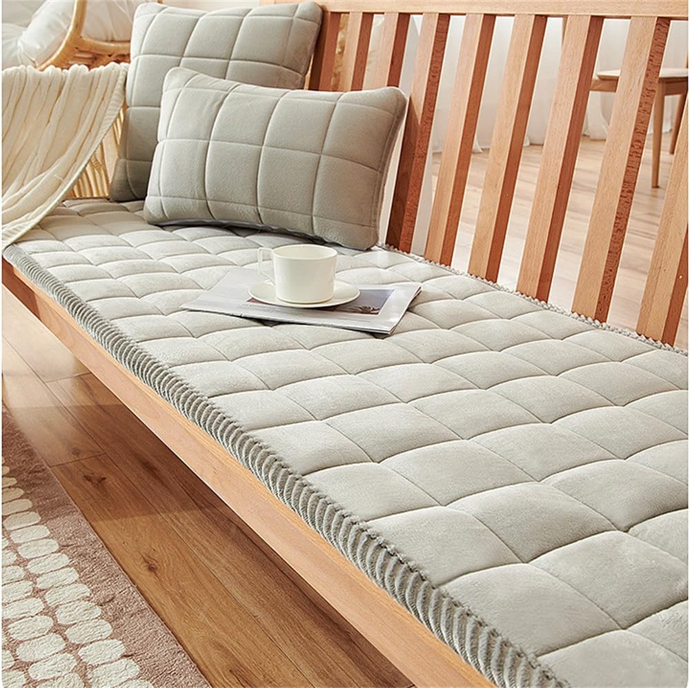Thick Couch Covers Plaid Chair Cushions, Garden Chic Cotton Protective Couch Cover, Non-Slip Sofa Slipcovers Anti Scratch, Machine Washable (Color : Grey, Size : 50x100cm/19.7x39.4in)
