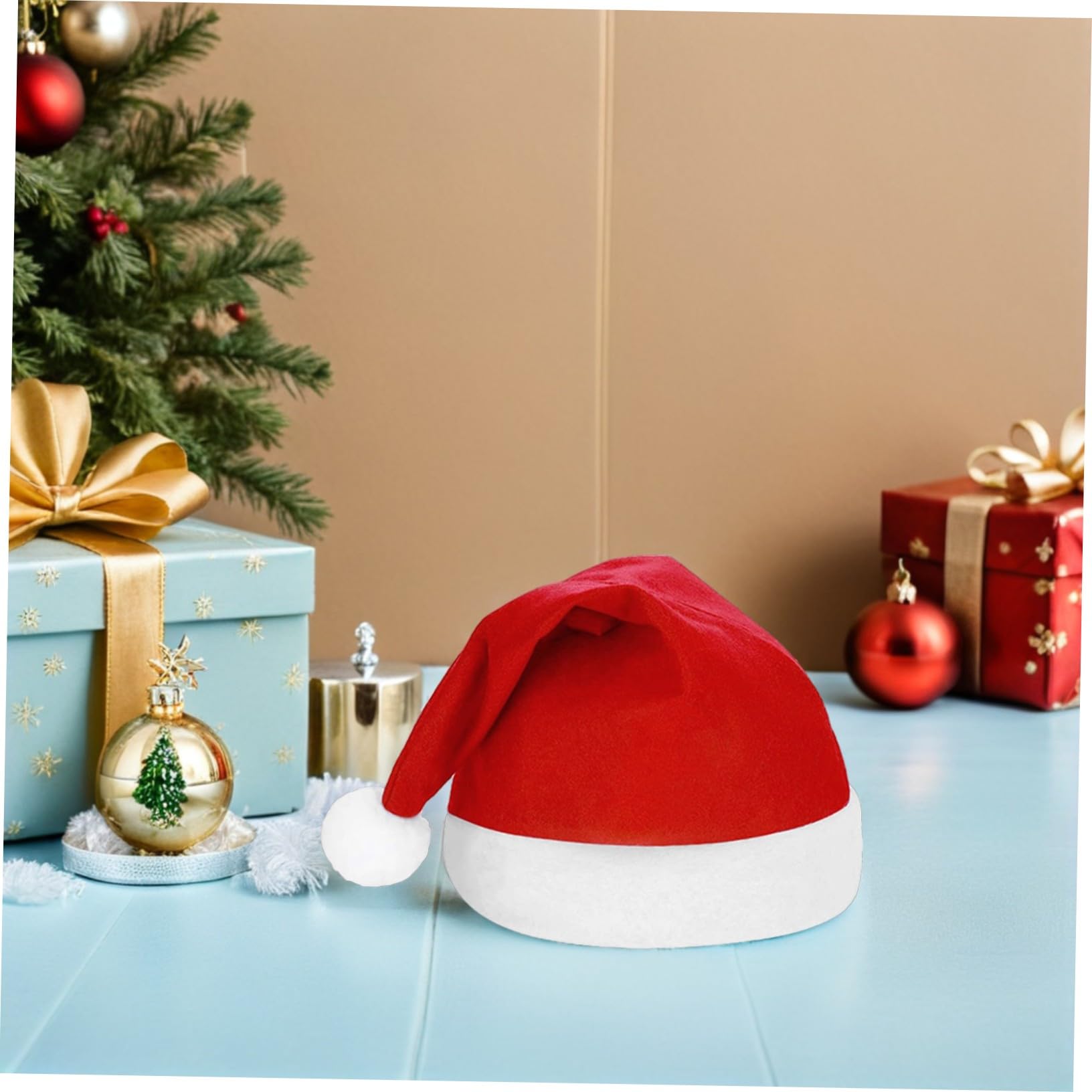 25 Pièces Bonnet de Noël Non-tissé Chapeaux Rouges avec Bord Blanc Accessoires Festifs pour Adultes Flexible pour Fêtes et Photobooth de Noël
