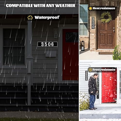 Vista 121 de Placa de dirección de metal personalizada, letreros de números para placa de pared de casa, letrero de dirección de nombre de calle, números de casa