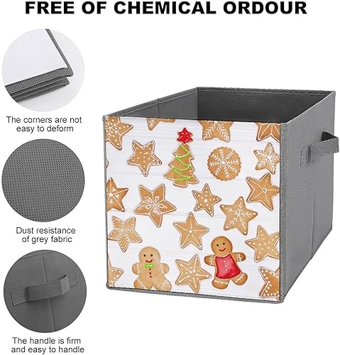 Miniatura 3 de Christmas Gingerbread Star Storage Cubes,Fabric Collapsible Storage Bins with Dual Handles,merry Xmas Foldable Cube Baskets for Shelf,Closet