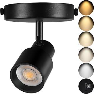 LED Spot Lights Indoor Dimmable 5-Color Ceiling Spotlight Flexible Adjustable Directional Ceiling Spot Lights Indoor 10W Black Flush Mount Spot Light Fixture for Living Room 900lm CRI90+24°