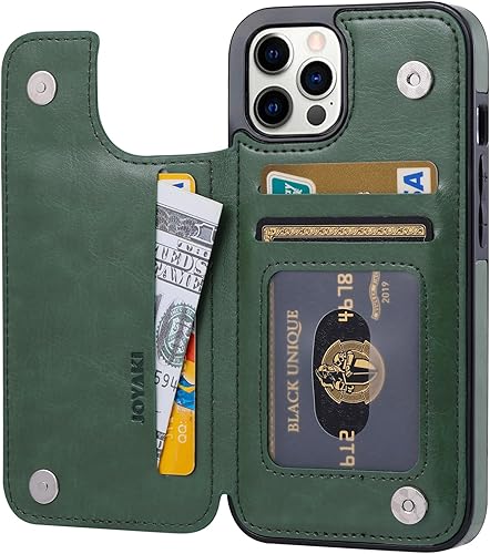 Miniatura 2 de Funda tipo cartera compatible con iPhone 12 Pro12, funda protectora delgada con soporte para tarjetas, funda de piel sintética de alta calidad con