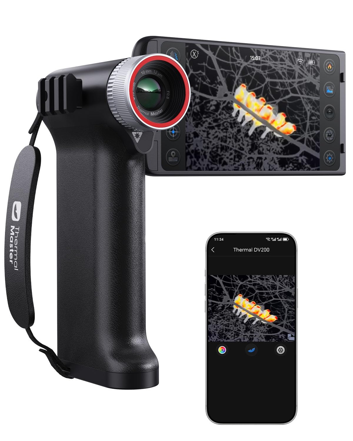 Wärmebildkamera für Vogelbeobachtung Infrarotkamera mit 5" HD-Touchscreen X³ Auflösung 512x384 Erfassungsbereich 1000 m, 4x Zoom 50 Hz Wärmebild-Monokular für Outdoor, Schwarz
