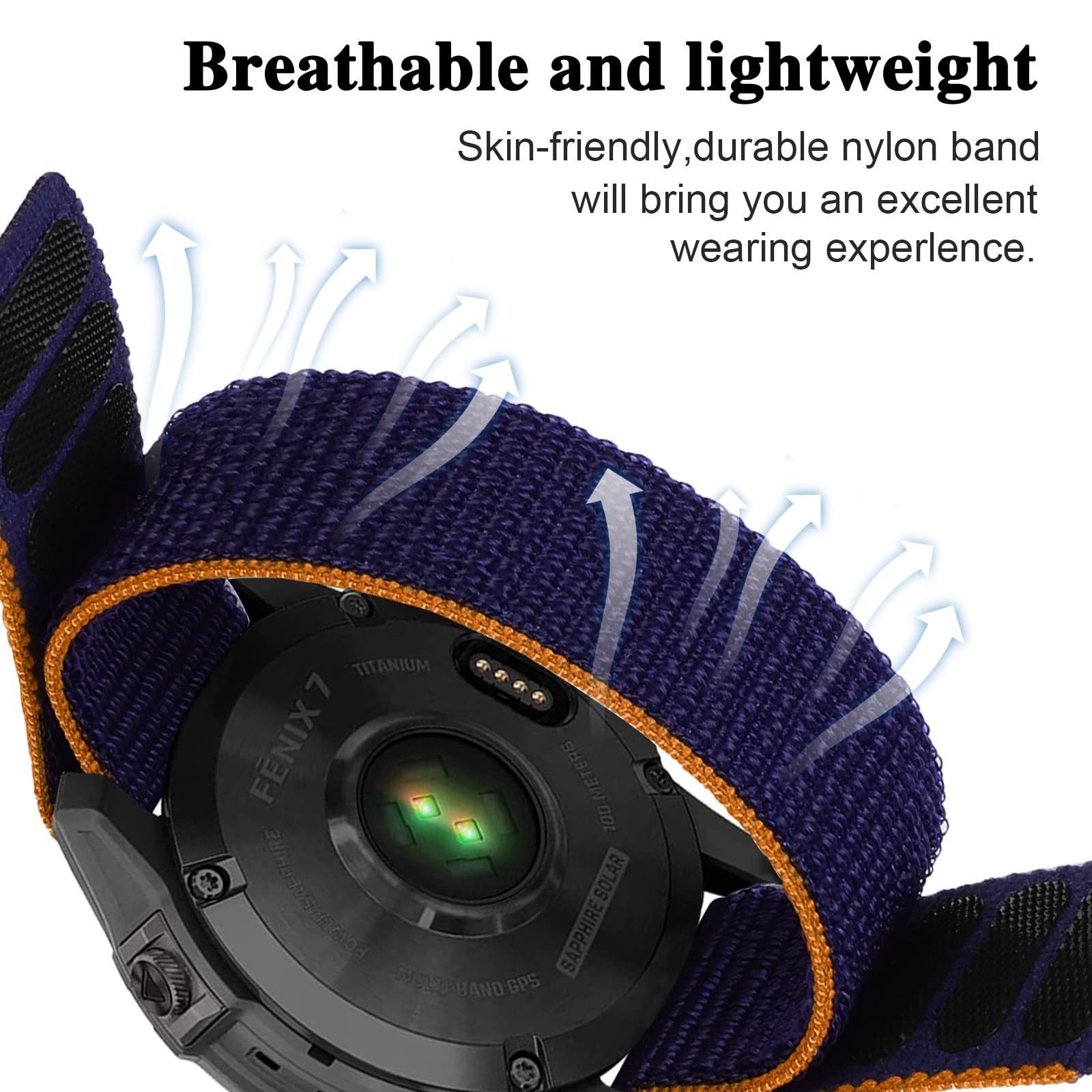 Strap for Fenix 5/Fenix 6/Fenix 7, 22mm Nylon Watch Sport Strap for Fenix 5, Fenix 6, Fenix 7, Fenix 5 Plus, Fenix 6 Pro, Forerunner 935, 945, Quatix 6, 5, Gear S3, Galaxy Watch 46mm, Watch 3 45mm - Image 3