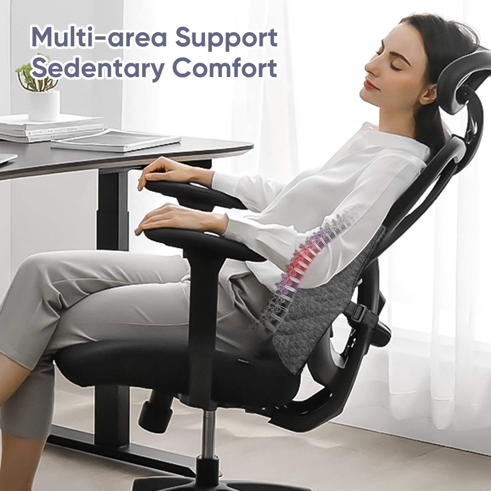 Almohada de apoyo lumbar extra grande para reclinable, cojines de apoyo de espalda con correa trasera, espuma viscoelástica de alto apoyo, duradera, suave