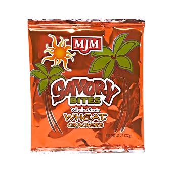 MJM Savory Bites Whole Grain Wheat Crackers - Case of 25 Packs | Wholesome and Flavorful Snack | Perfect for Any Occasion | Healthy and Satisfying