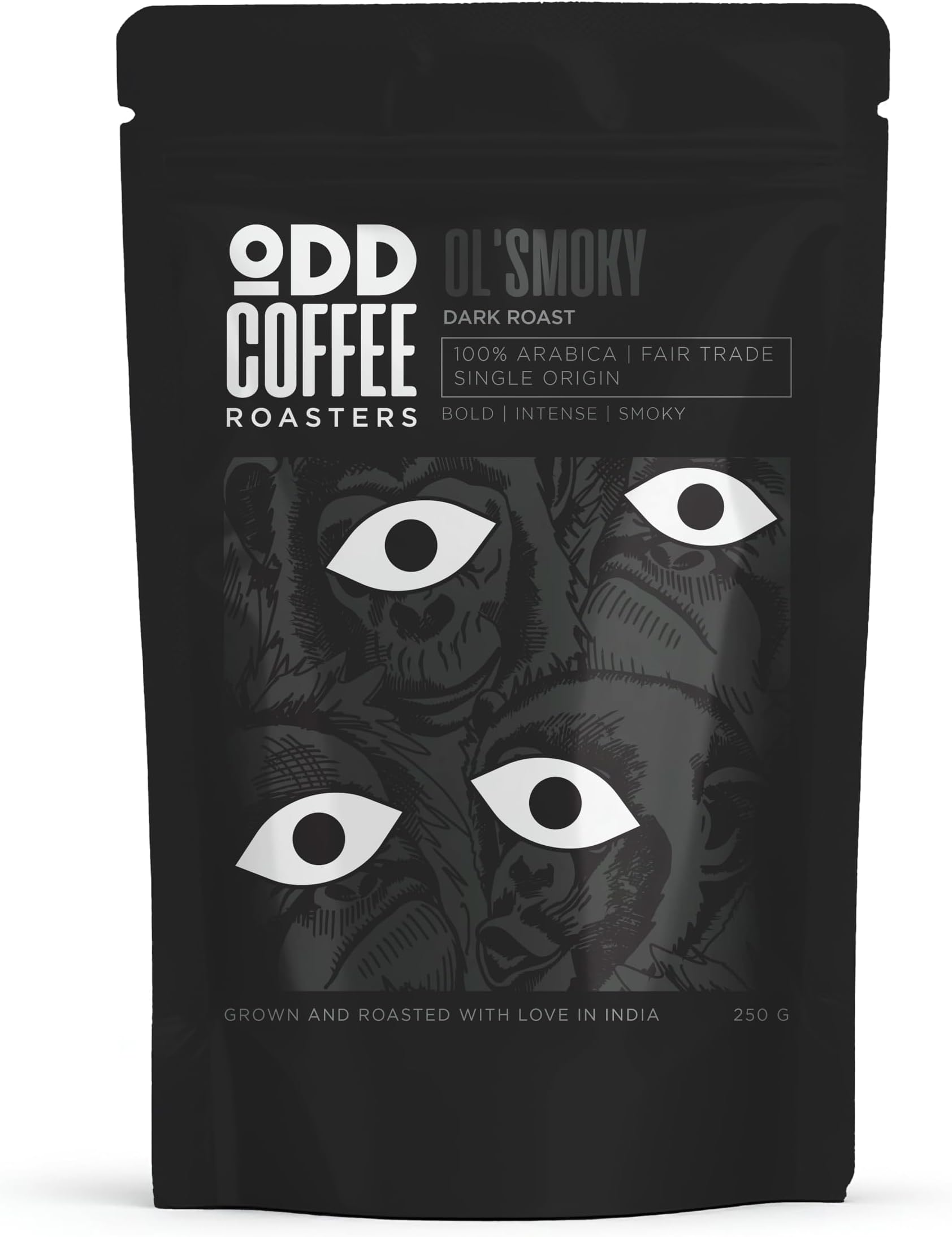 ODD COFFEE ROASTERS Ol' Smoky 100% Arabica Roasted Coffee Powder 250 gms Dark Roast | AAA Grade Specialty Beans | Bold Intense Smoky Notes | Single Origin Ground Coffee Powder for Aeropress