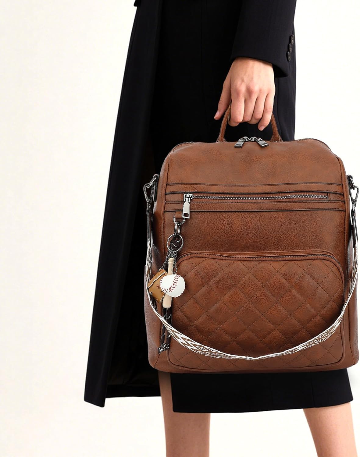 TANTOMI Backpack Purse for Women Large Leather Convertible Backpack Ladies Shoulder Bag Fashion Backpack Handbags for Travel and Work (Brown) - Image 7